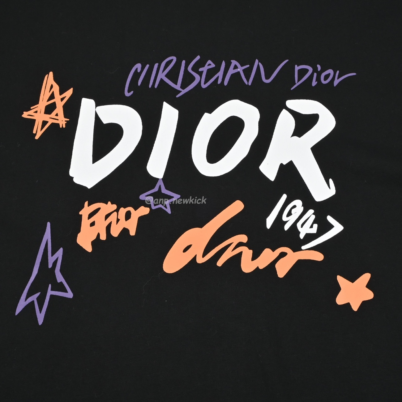 Dior Hand Drawn Sketch Logo Graffiti Short Sleeved T Shirt (5) - newkick.cc